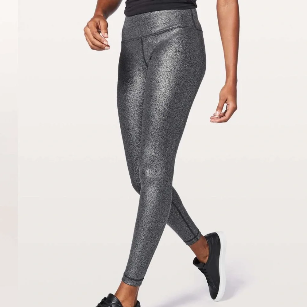 Lululemon Wunder Under Hi - Rise Tight Luminosity Foil Print Black Silver 6